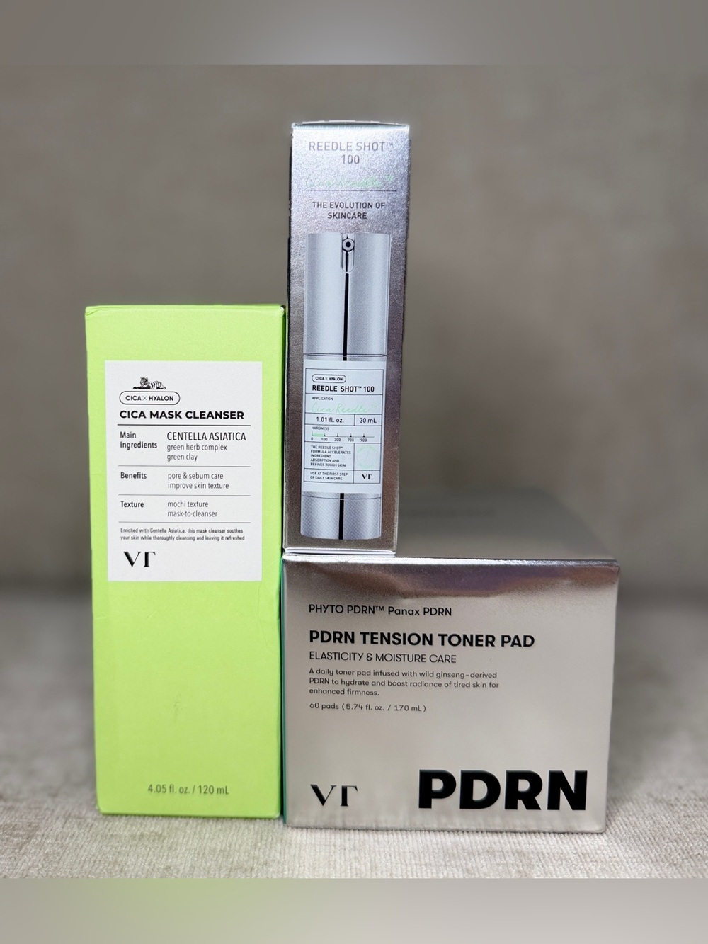 VT Cosmetics Bundle | Reedle Shot 100, PDRN Toner Pads & Cica Mask Cleanser